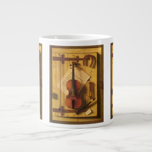 Fortfarande Life Violin and Music av William Harne Jumbo Mugg (Framsidan)