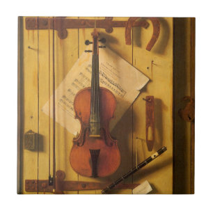 Fortfarande Life Violin and Music av William Harne Kakelplatta