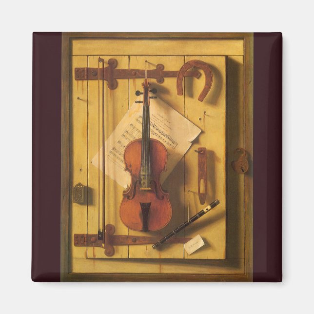 Fortfarande Life Violin and Music av William Harne Magnet (Framsidan)