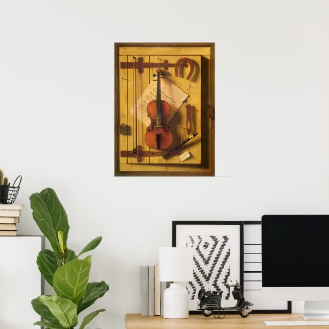 Fortfarande Life Violin and Music av William Harne Poster (Hemmakontoret)