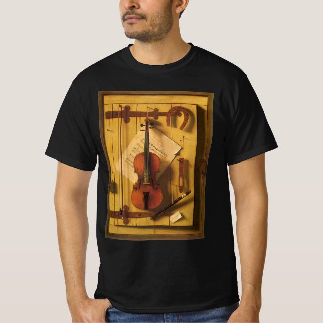 Fortfarande Life Violin and Music av William Harne T-shirt (Framsida)