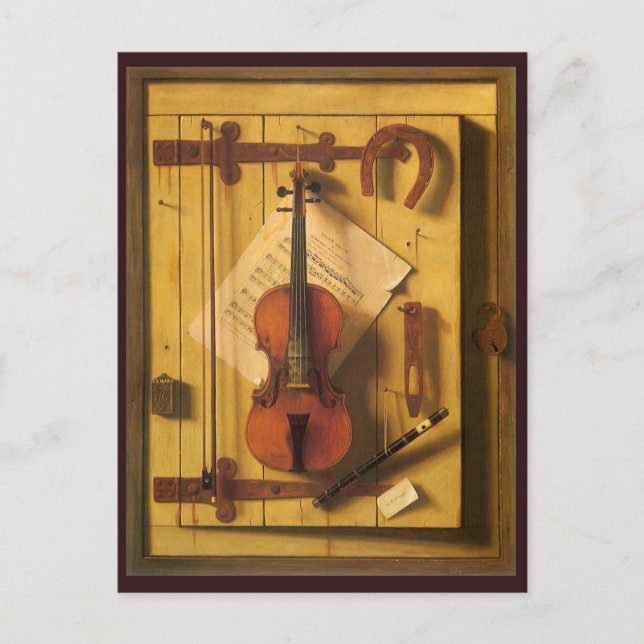 Fortfarande Life Violin and Music av William Harne Vykort (Framsida)