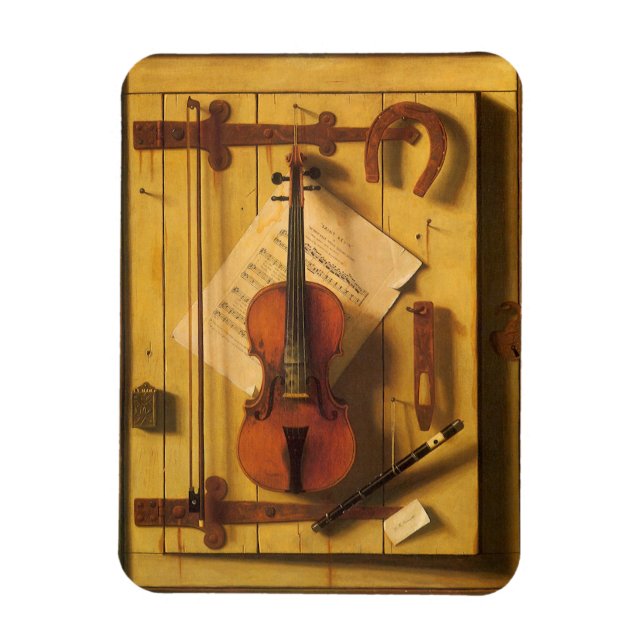 Fortfarande Life Violin och Music av William Harne Magnet (Vertikal)