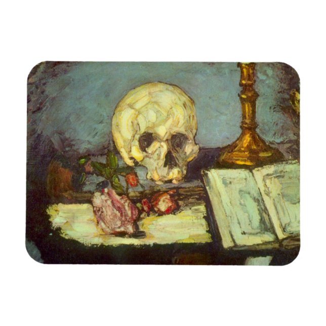 Fortfarande Life w Skull, ljus, Bok av Paul Cezann Magnet (Horisontell)
