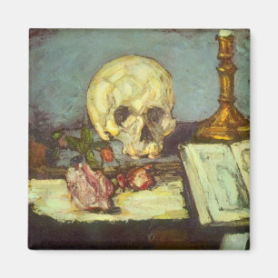 Fortfarande Life w Skull, ljus, Bok av Paul Cezann Magnet