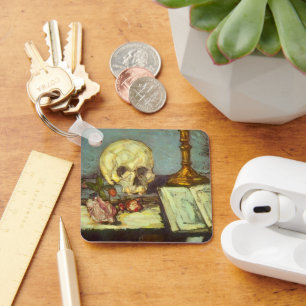 Fortfarande Life w Skull, ljus, Bok av Paul Cezann Nyckelring