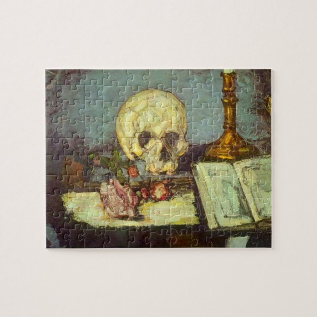 Fortfarande Life w Skull, ljus, Bok av Paul Cezann Pussel (Horisontell)