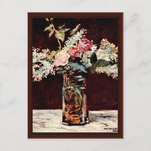 Fortfarande Lilacs och Ro av Manet Edouard Vykort