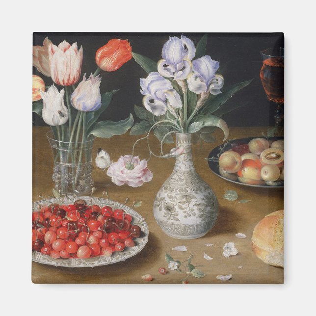 Fortfarande Lilies, Tulips, Cherries och Strawbär Magnet (Framsidan)