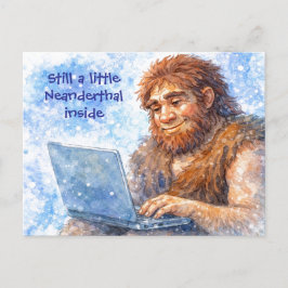 Fortfarande lite Neandertalare inom Funny Postcard Helg Vykort