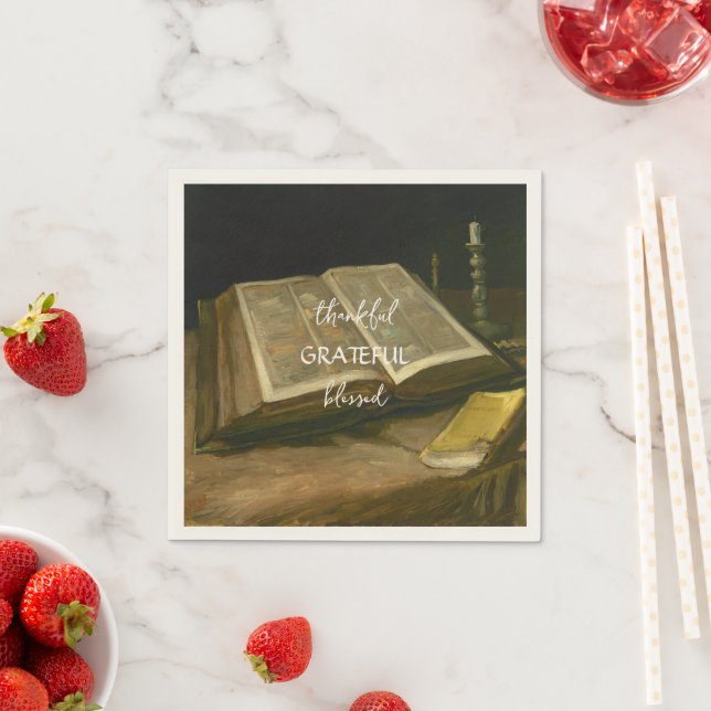Fortfarande liv med Bible av Vincent Van Gogh Pappersservett (Insitu)