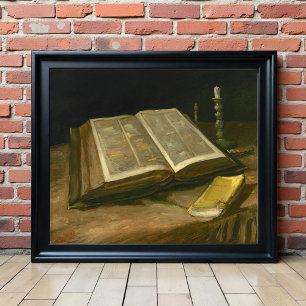 Fortfarande liv med Bible av Vincent Van Gogh Poster