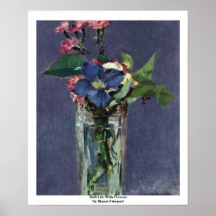 Fortfarande liv med blommor efter Manet Edouard Poster