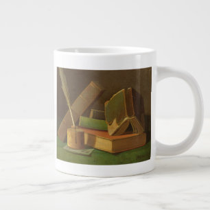 Fortfarande liv med bokar och bläck jumbo mugg