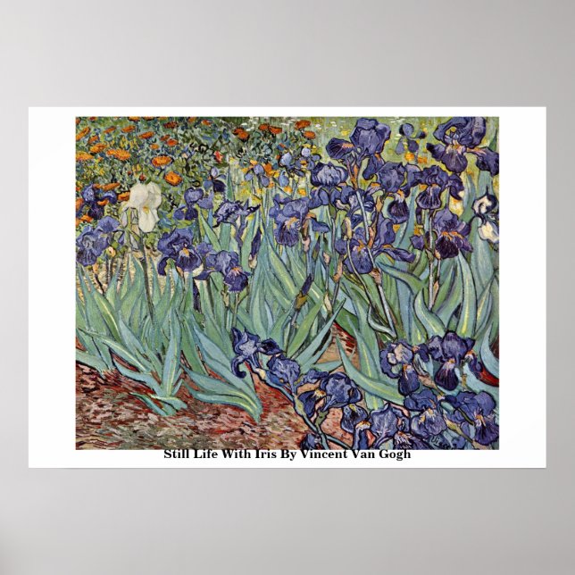 Fortfarande liv med Iris av Vincent Van Gogh Poster (Framsidan)