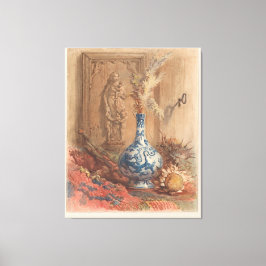 Fortfarande liv med kinesiskt vas och torkad solro canvastryck