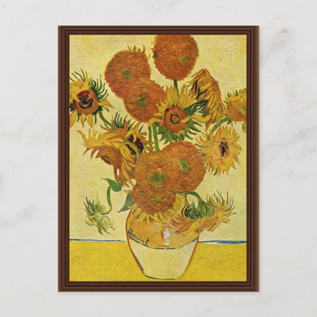 Fortfarande liv med solblommor av Vincent Van Gogh Vykort (Framsida)