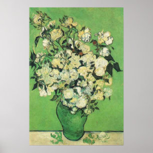 Fortfarande liv - Rosa ros i Vas, van Gogh Poster