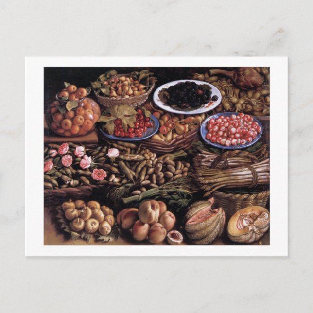 Fortfarande livet med gräns av Vincenzo Campi Vykort (Framsida)