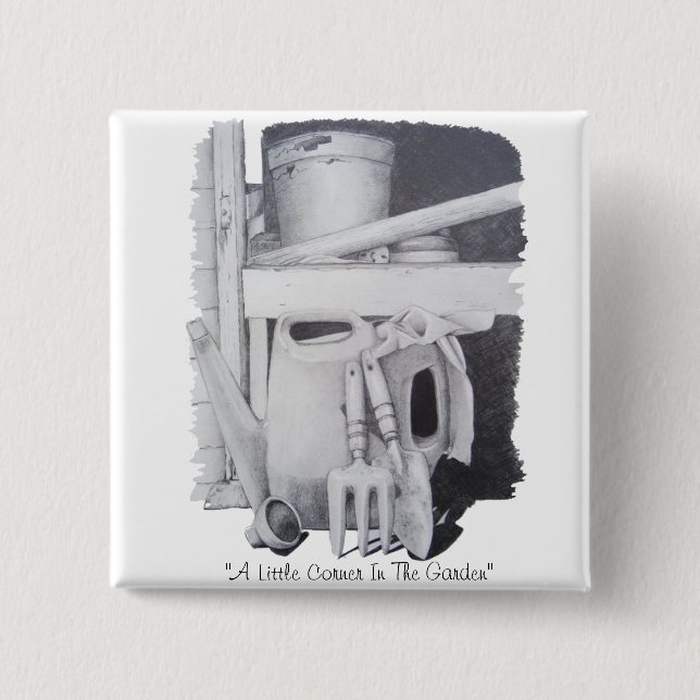 Fortfarande livet teckning i trädgårdsodlare i ver knapp (Framsida)