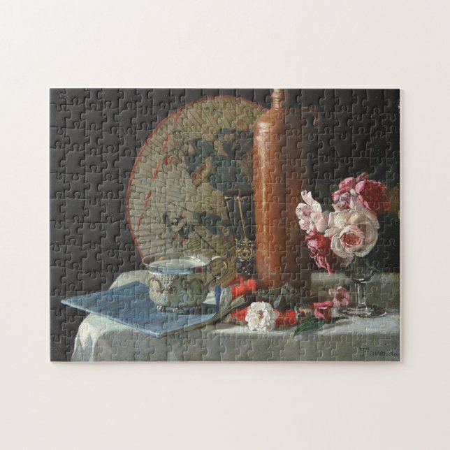 Fortfarande livmålning med fläkt och ro pussel (Horisontell)