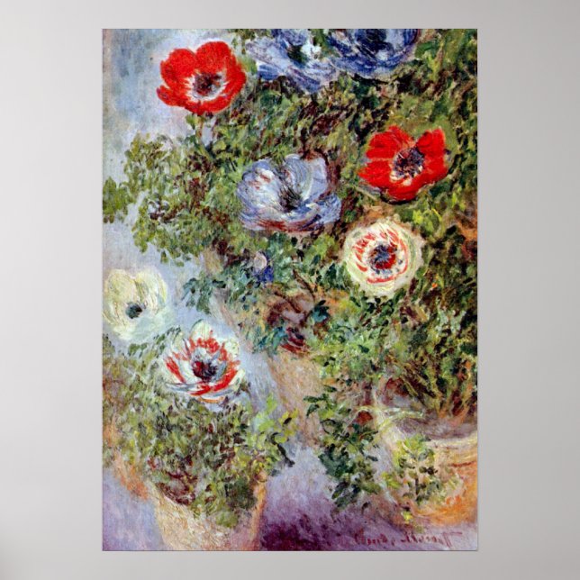 Fortfarande med Anemones av Claude Monet Poster (Framsidan)