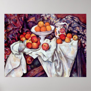 Fortfarande med äpplen och Orangar av Paul Cezanne Poster