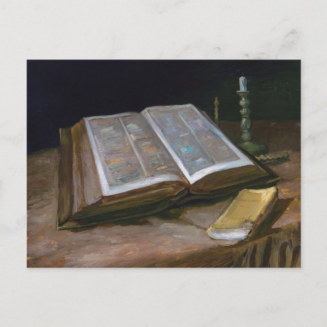 Fortfarande med Bible av Vincent Van Gogh (1885) Vykort (Framsida)
