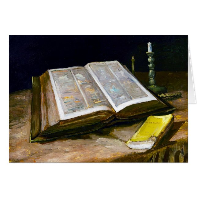 Fortfarande med Bible av Vincent Van Gogh OBS Kort (Framsidan Horizontal)