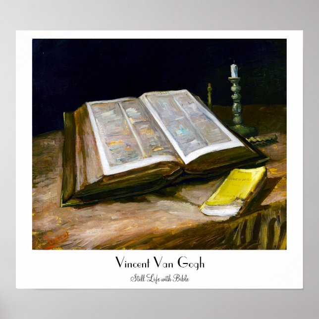 Fortfarande med Bible av Vincent Van Gogh Poster (Framsidan)