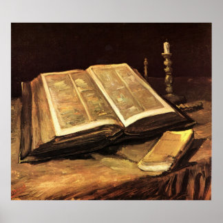 Fortfarande med Bible av Vincent van Gogh Poster