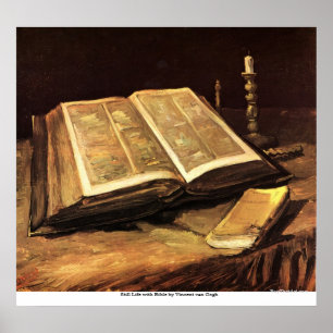 Fortfarande med Bible av Vincent van Gogh Poster
