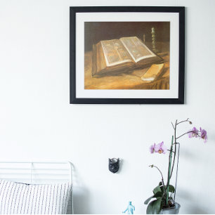 Fortfarande med Bible av Vincent van Gogh Poster