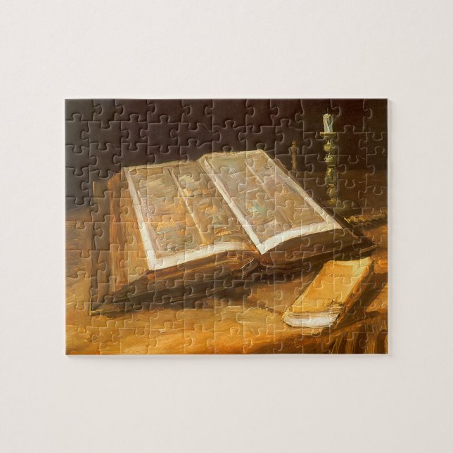 Fortfarande med Bible av Vincent van Gogh Pussel (Horisontell)