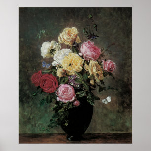 Fortfarande med blommor i Vas av Olaf Hermansen Poster
