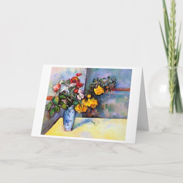 Fortfarande med blommor i Vas, Paul Cezanne Kort (Framsida)