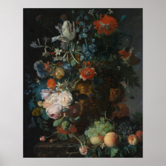 Fortfarande med blommor och frukt Jan van Huysum Poster