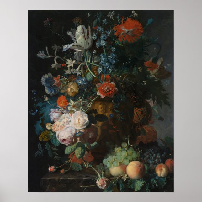 Fortfarande med blommor och frukt Jan van Huysum Poster (Framsidan)