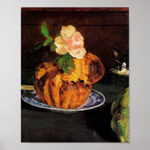 Fortfarande med Brioche av Édouard Manet Poster