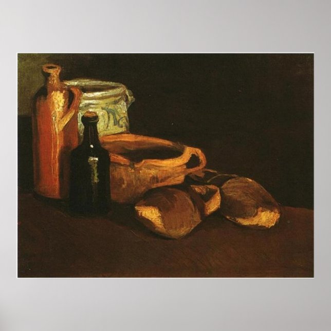 Fortfarande med clogs och Pots, Van Gogh Poster (Framsidan)
