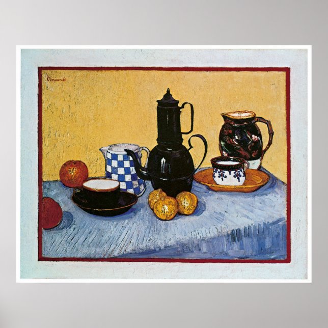 Fortfarande med Coffee Pot av Vincent Van Gogh Poster (Framsidan)