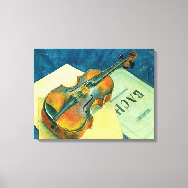 Fortfarande med en violin, 1921 canvastryck (Framsida)