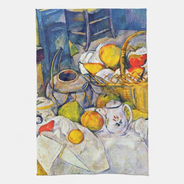 Fortfarande med Fruit Basket, Paul Cezanne Kökshandduk (Vertikal)