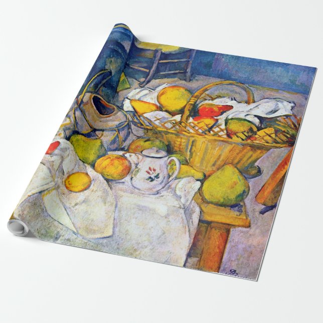 Fortfarande med Fruit Basket, Paul Cezanne Presentpapper (Utrullad)