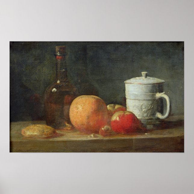 Fortfarande med Frukt och Vin Flaska Poster (Framsidan)
