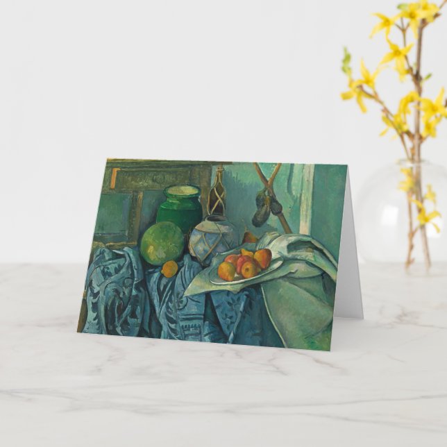 Fortfarande med Ginger Burk och Eggplant, Cezanne Kort (Gul blomma)