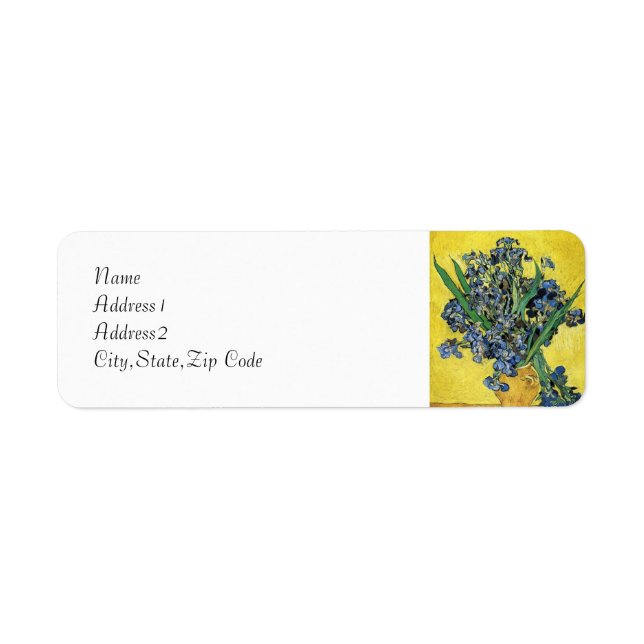 Fortfarande med Irises av Van Gogh Returadress Etikett (Framsidan)