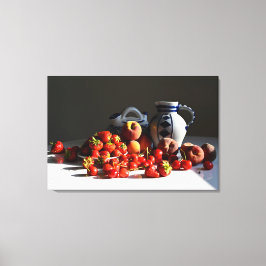 Fortfarande med jordgubbar, persikor och körsbär canvastryck