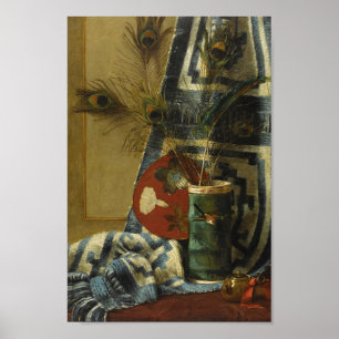 Fortfarande med Peacock Feathers Poster