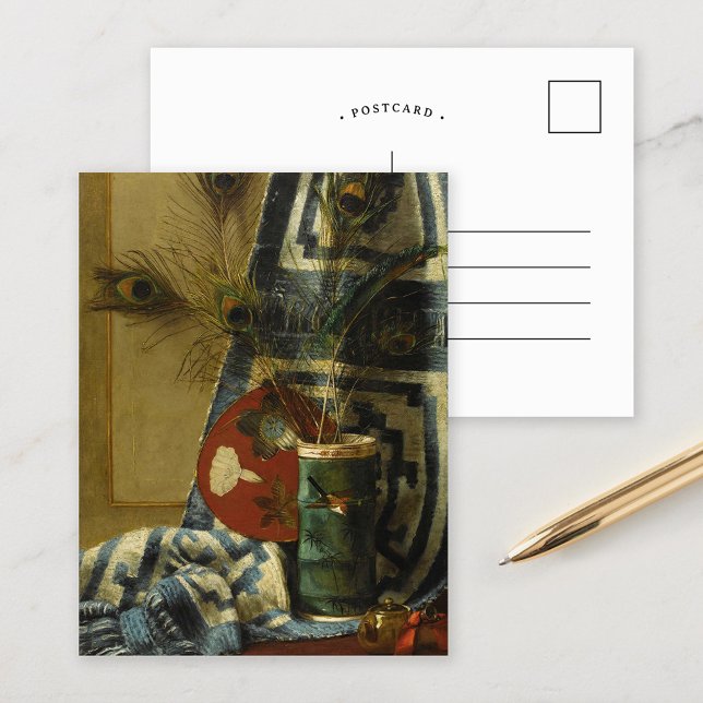 Fortfarande med Peacock Feathers Vykort (Skapare uppladdad)